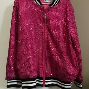 Pink Sequin Bomber Jacket